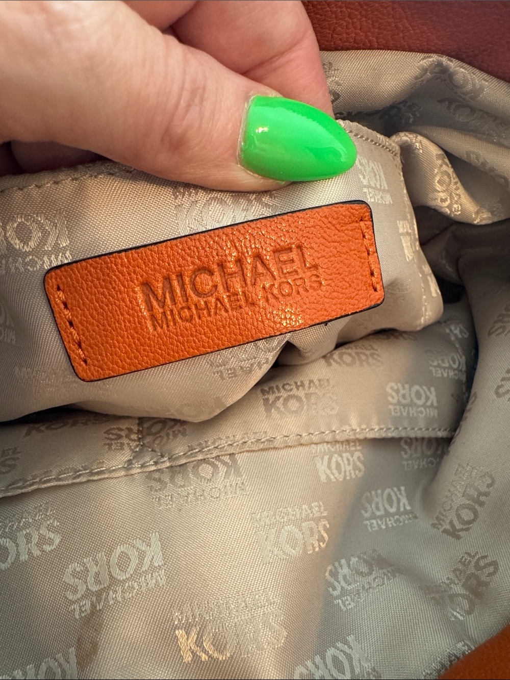 Michael Kors Kingsbury Orange Bucket Bag All Leather Tote - Picture 11 of 14